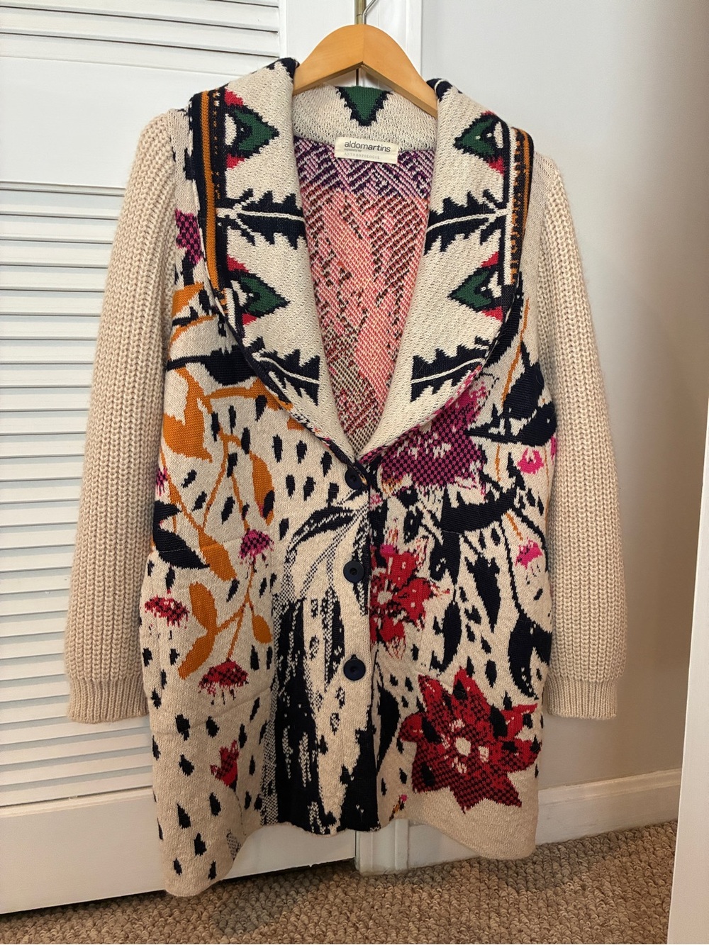 Aldomartins x Anthropologie Floral Alpaca Wool Blend Cardigan Sweater Size XS